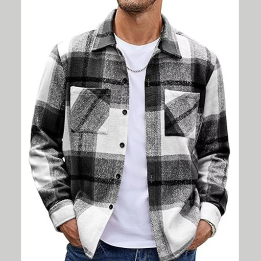 Men’s Full Size Classic Plaid Button-Up Casual Shirt Plus Size