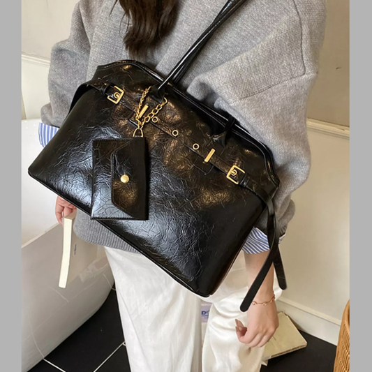 Vintage Buckle Decor Handbag