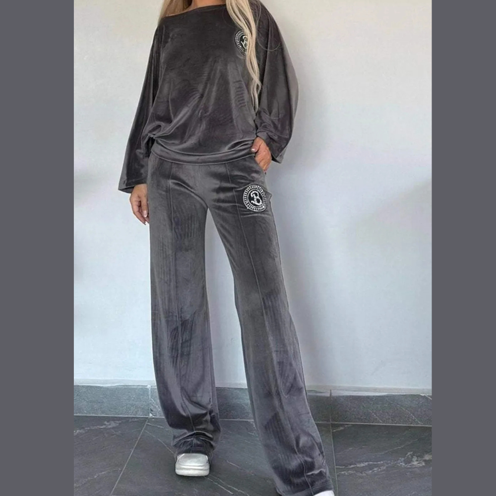 Full Size Boat Neck Long Sleeve Top and Pants Set