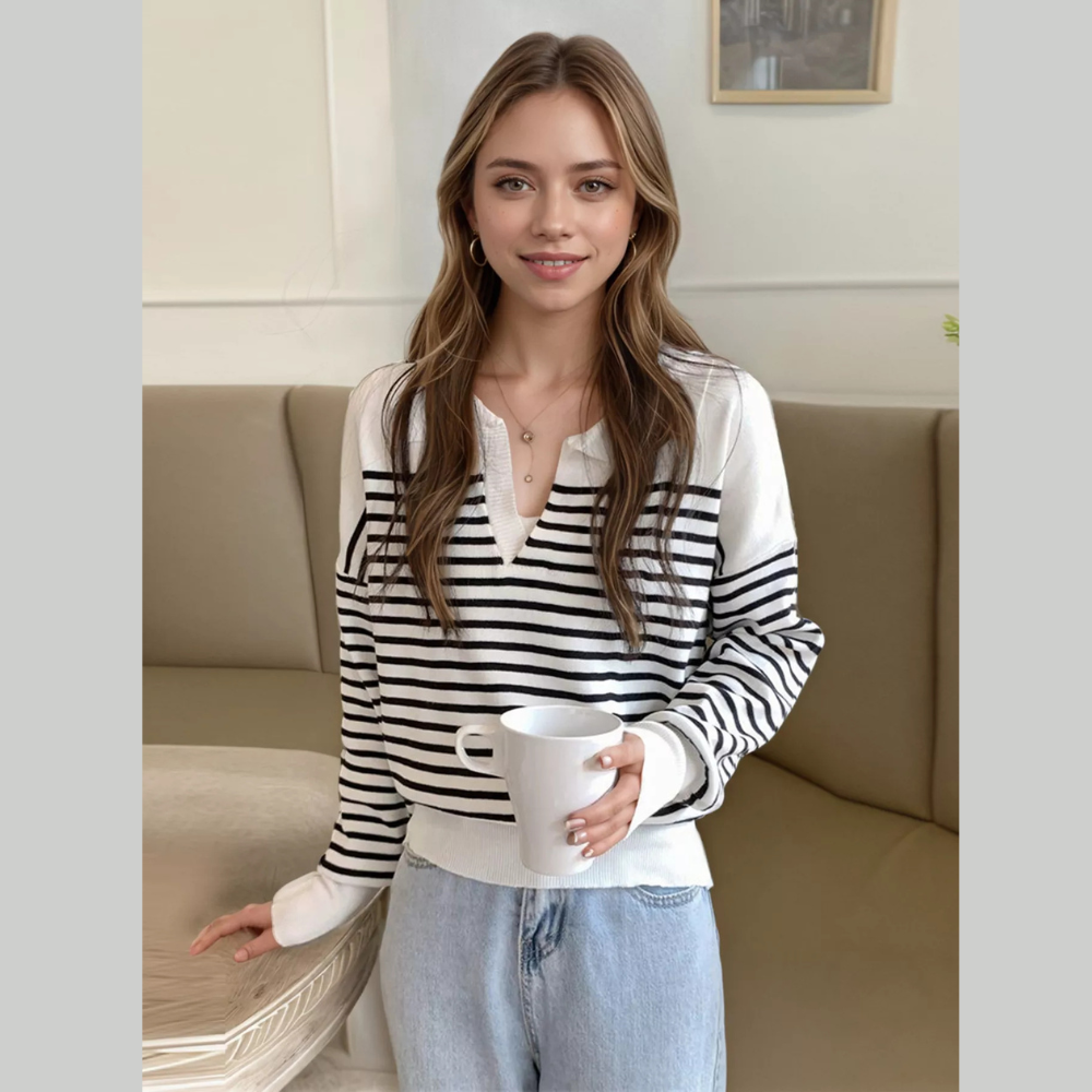 Striped Long Sleeve Knit Top