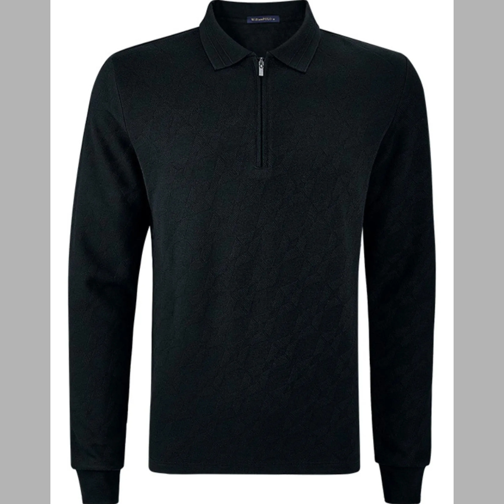 Men's Plus Size Half-Zip Long Sleeve Polo