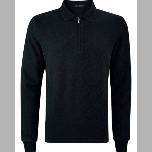 Men's Plus Size Half-Zip Long Sleeve Polo