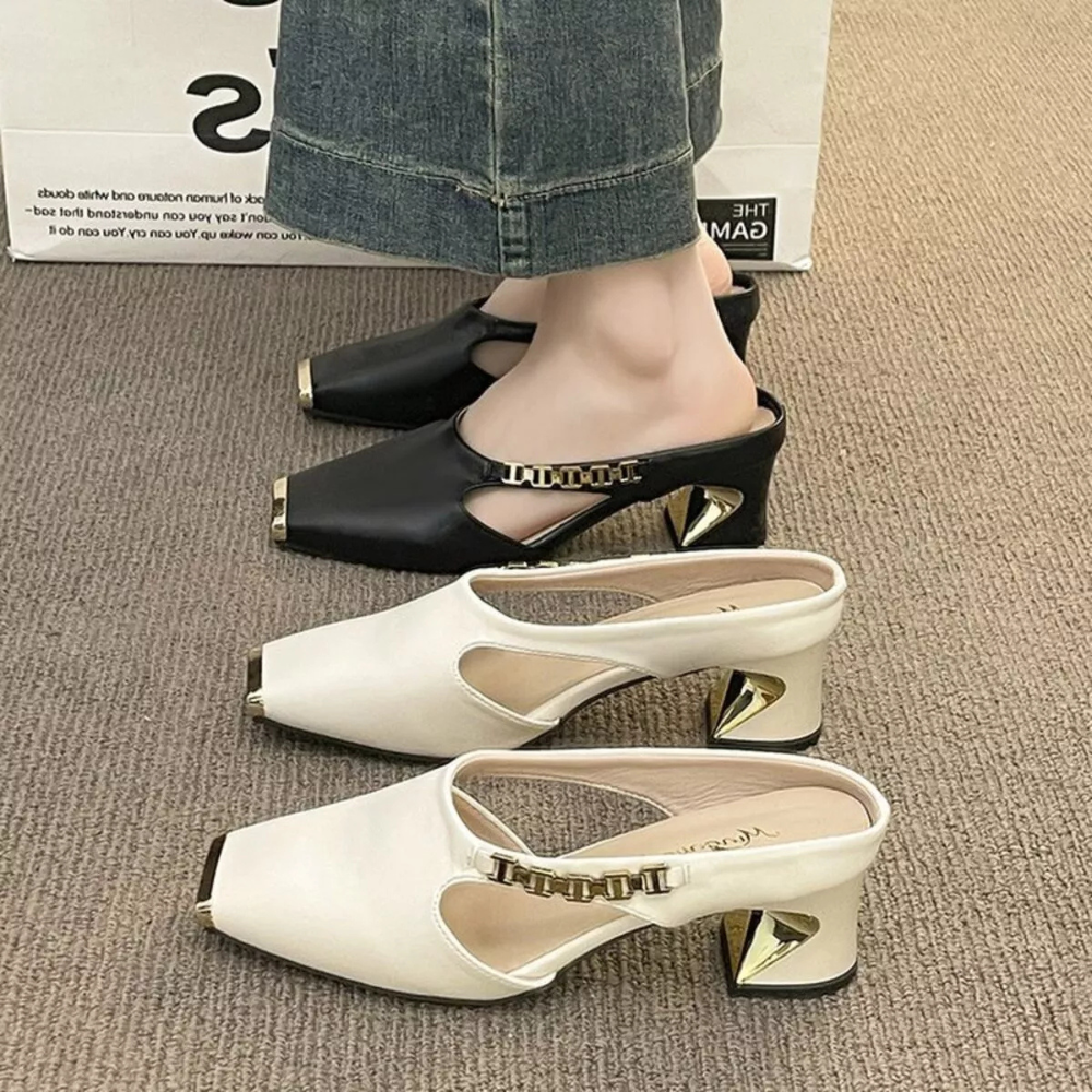 Square Toe Block Heels Sandals