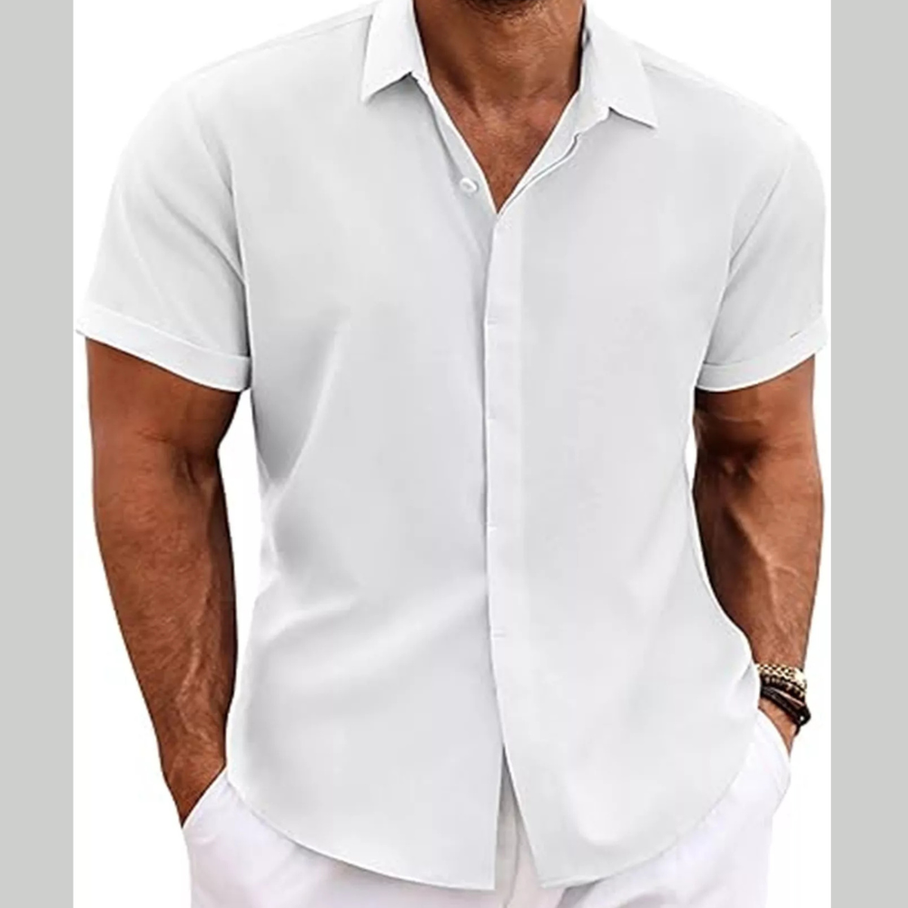 Men’s Full Size Everyday Short Sleeve Button-Front Shirt