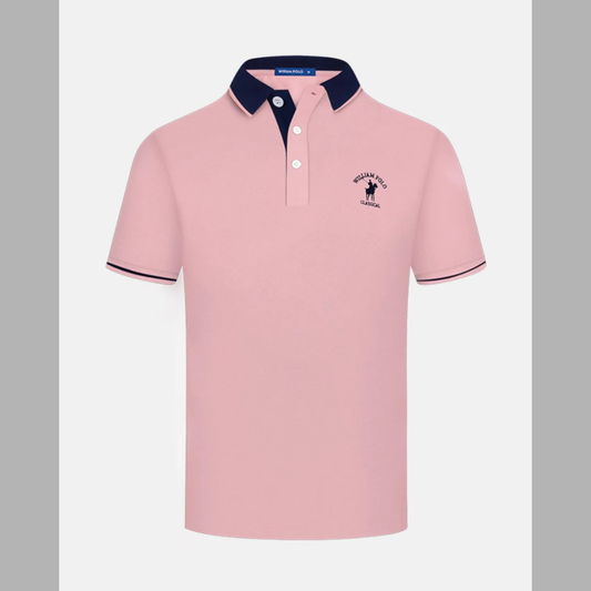 Men's Plus Size Contrast Collar Short Sleeve Embroidered Polo