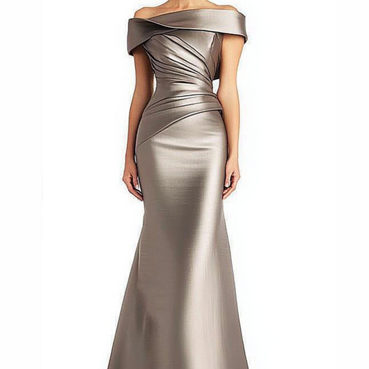 Evening Formal Dress Pleated Off-shoulder Elegant Maxi Dress Mother Of The Bride Dress