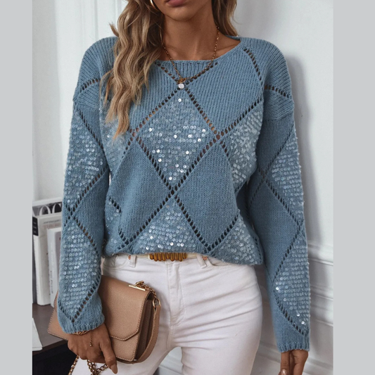 Delicate Knit Round Neck Patterned Top