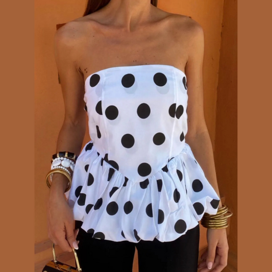 Smocked Back Bubble Hem Tube Top