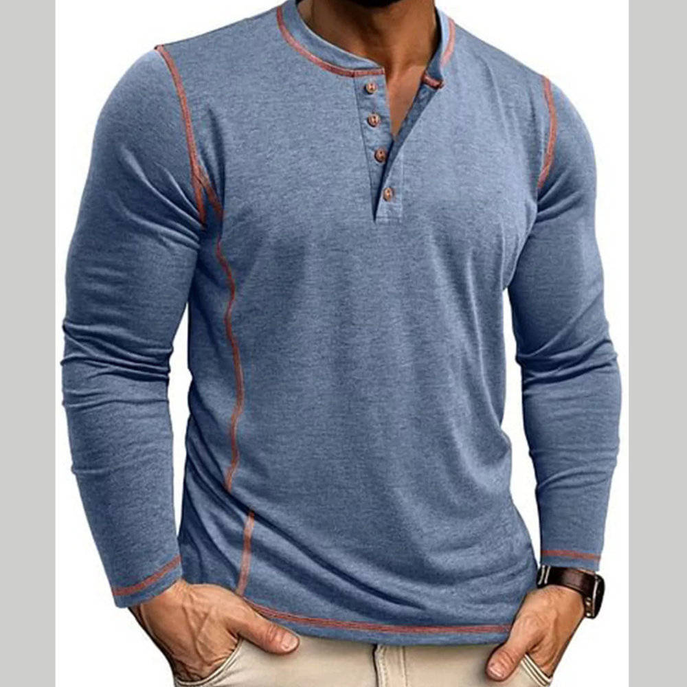 Men's Full Size Casual Button Detail Long Sleeve T-Shirt Plus Size