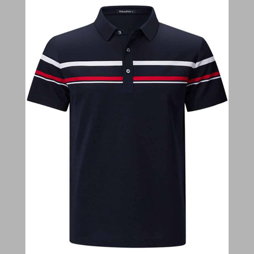 Men's Plus Size Classic Striped Short Sleeve Polo Shirt