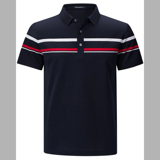 Men's Plus Size Classic Striped Short Sleeve Polo Shirt