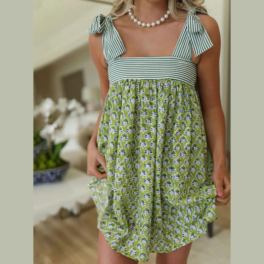 Printed Tie Shoulder Mini Cami Dress