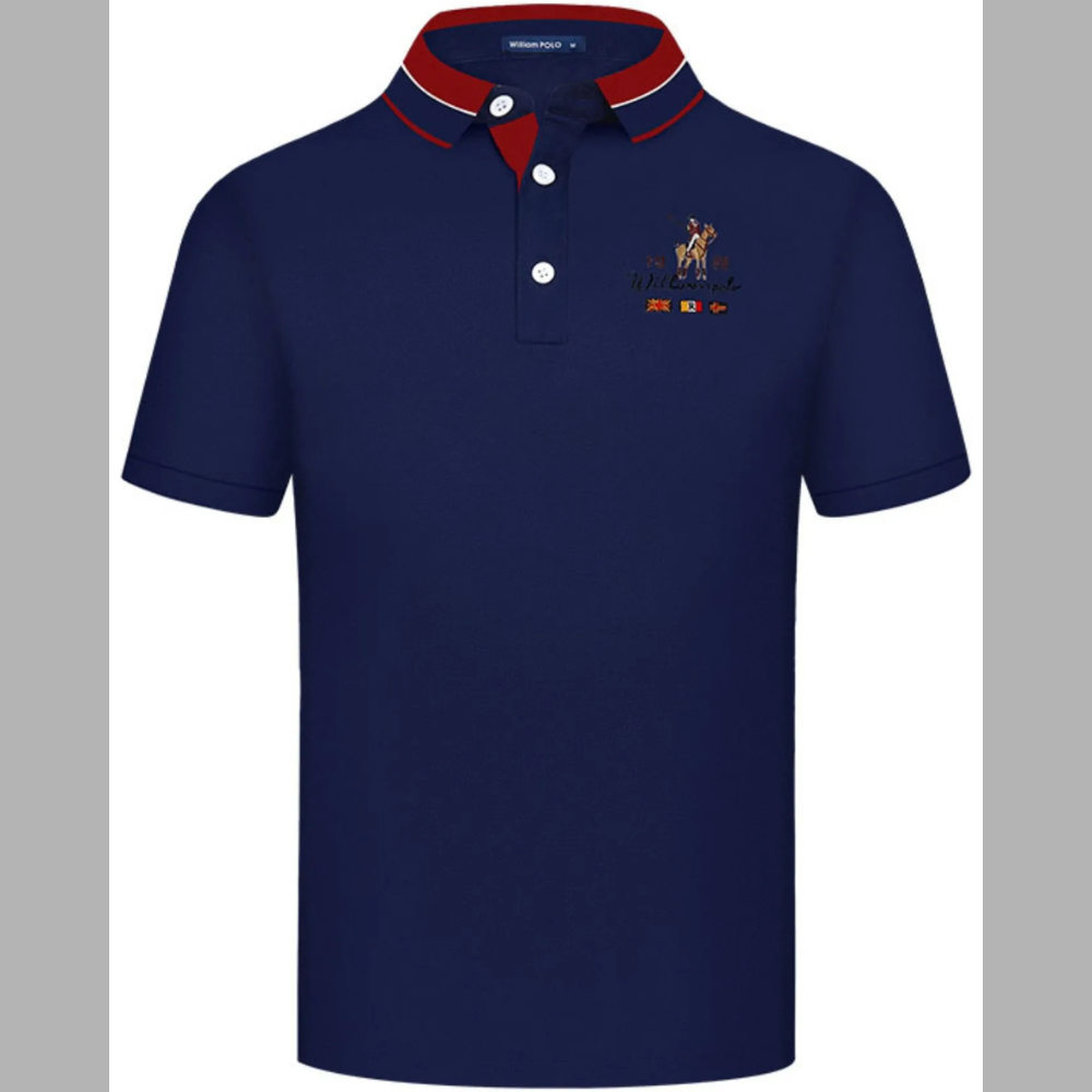 Men's Plus Size Embroidered Short Sleeve Polo
