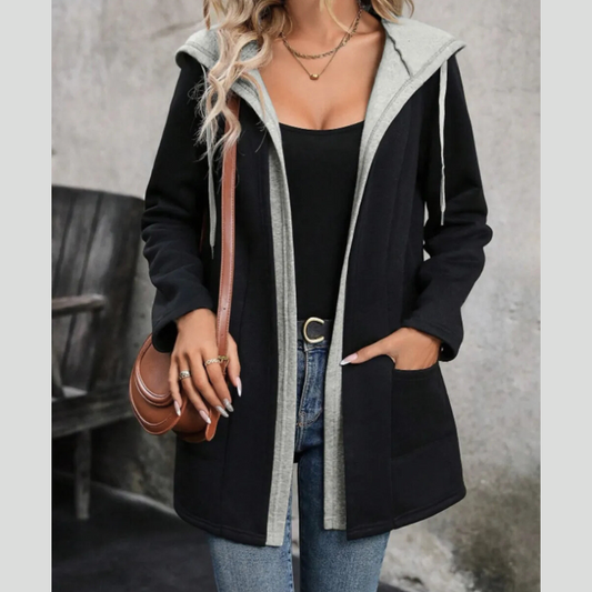Drawstring Long Sleeve Hooded Jacket