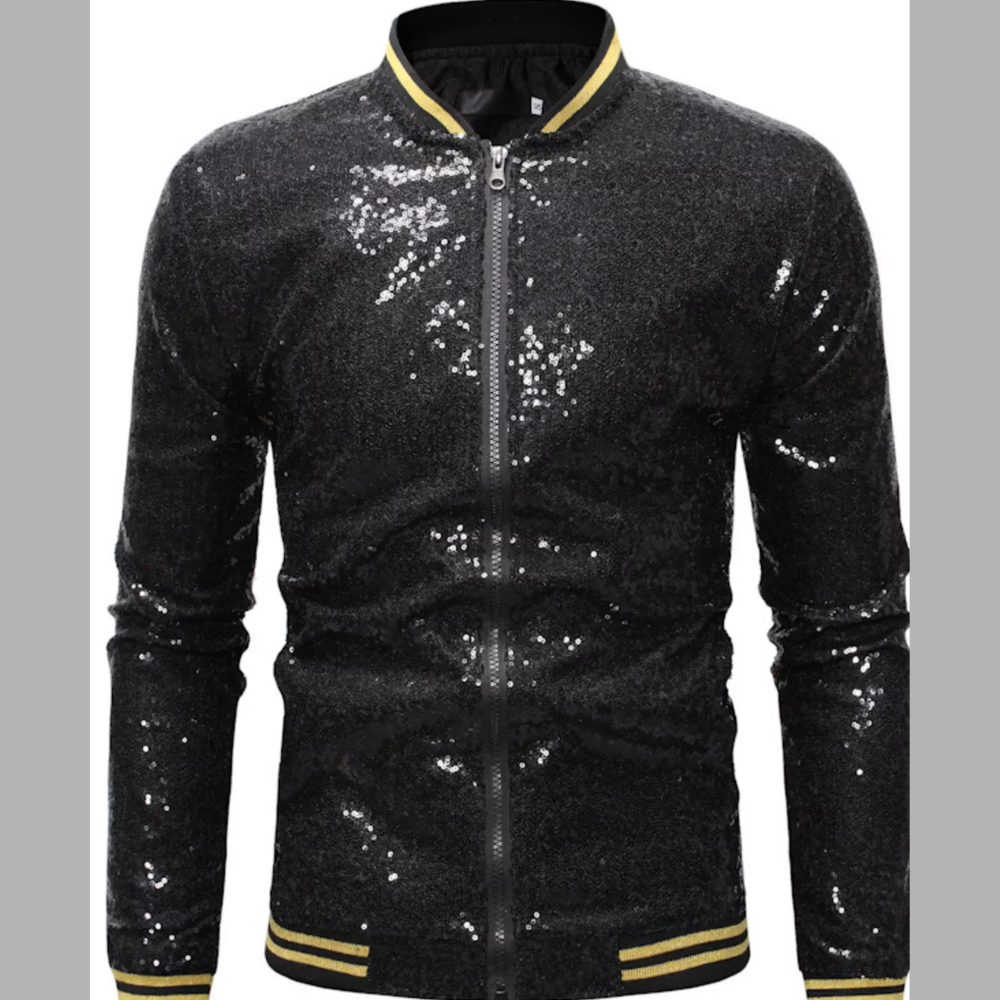 Men's Sequin Zip Up Jacket