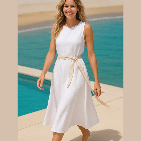 Round Neck Sleeveless Midi Dress