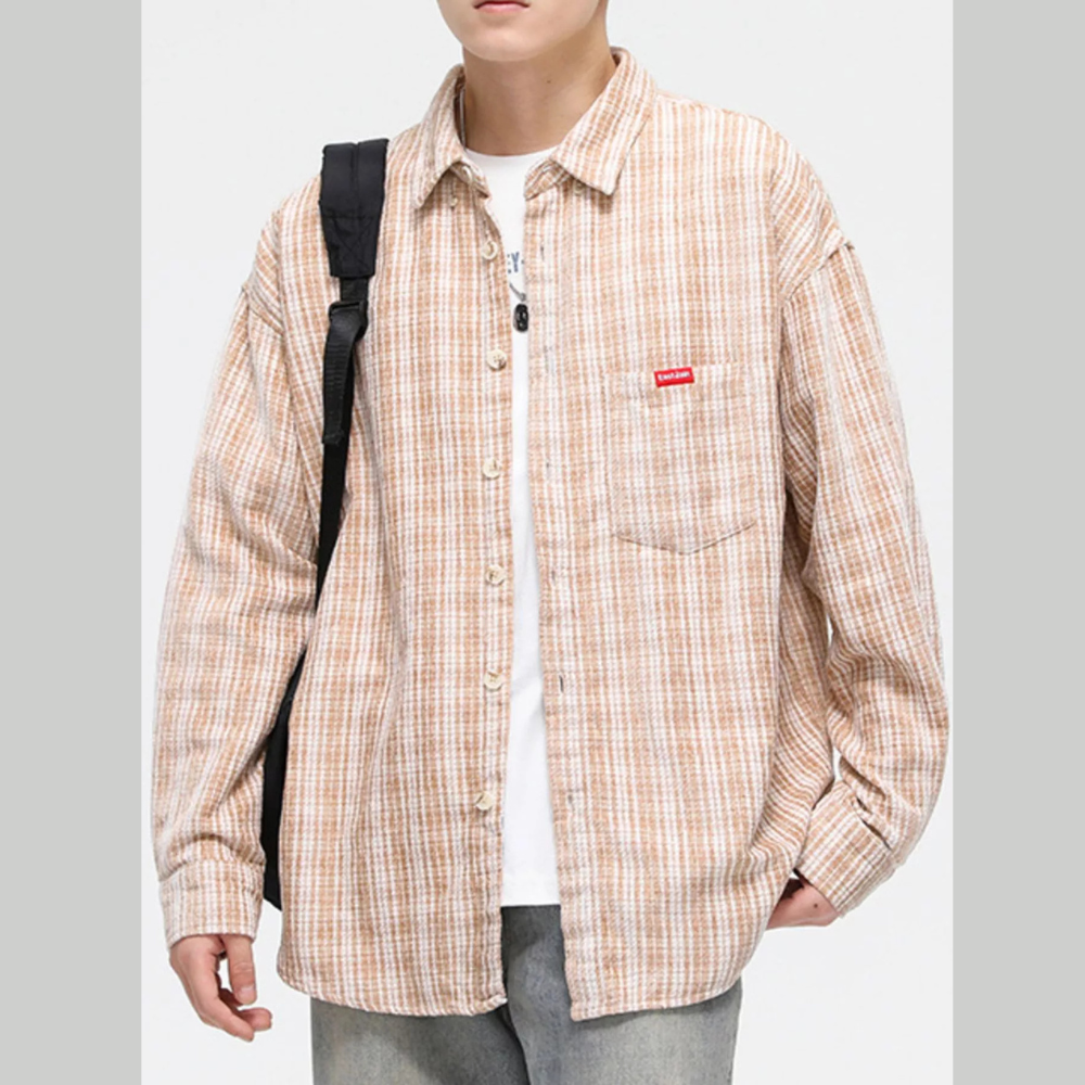 Men's Full Size Casual Plaid Button Up Shirt Plus Size