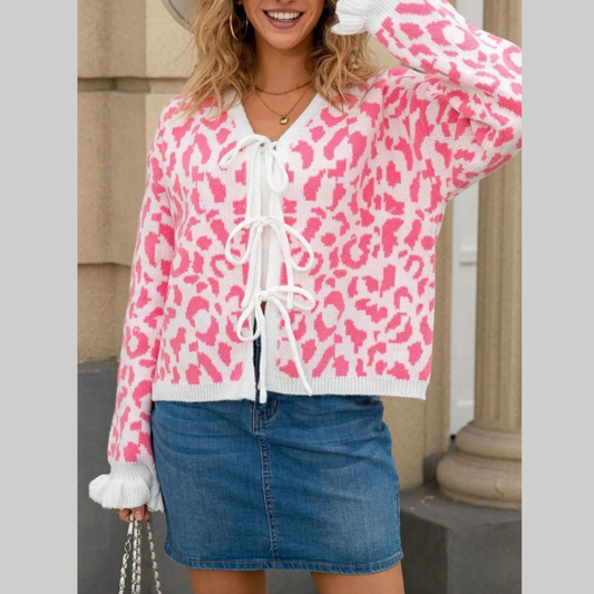 Leopard Tie-Front Cardigan