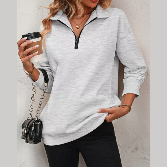 Quarter Zip Dropped Shoulder Sweatshirt