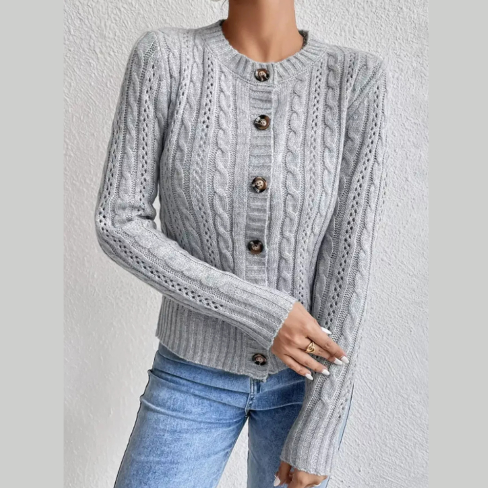 Cable Knit Button-Up Cardigan