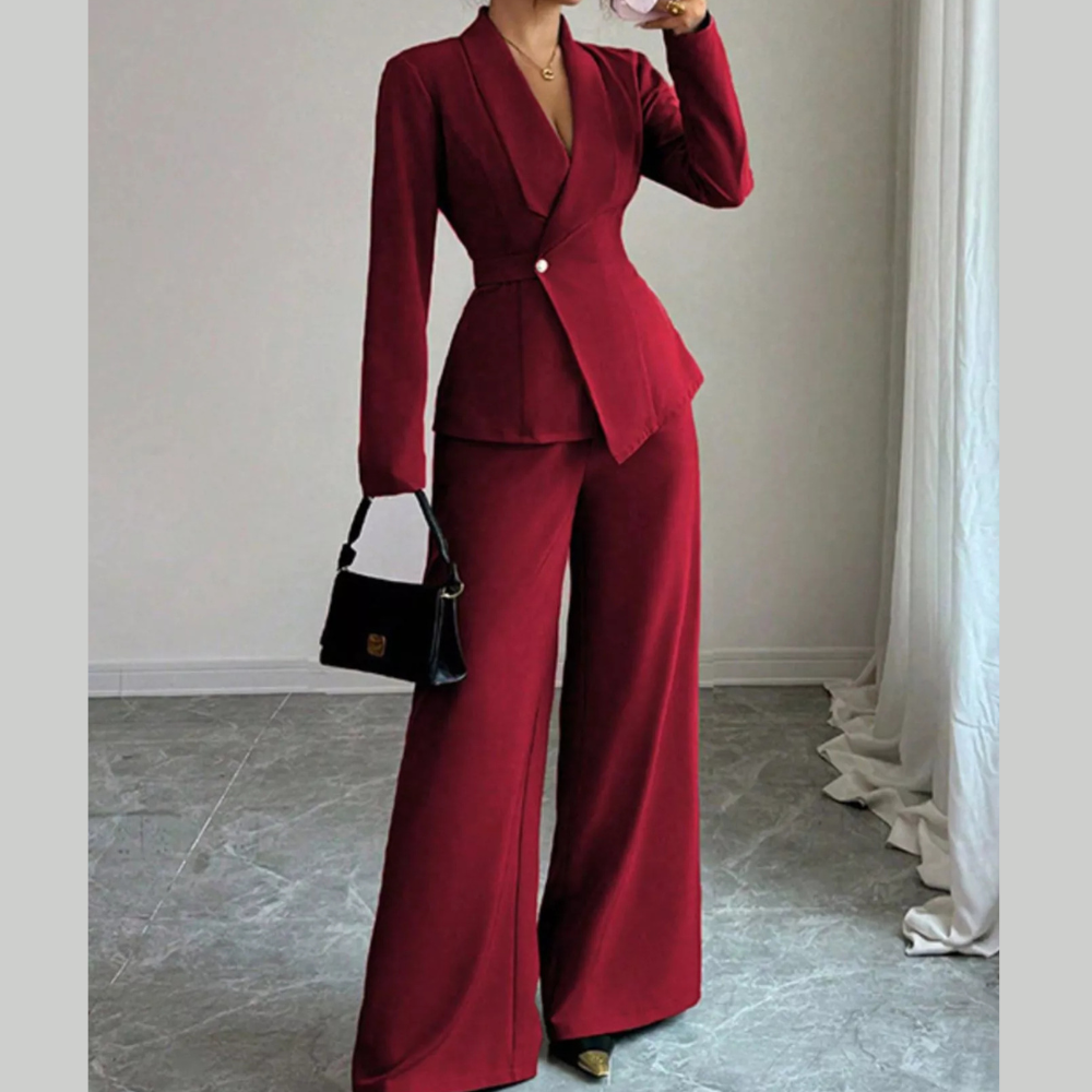 One Button Blazer and Pants Set