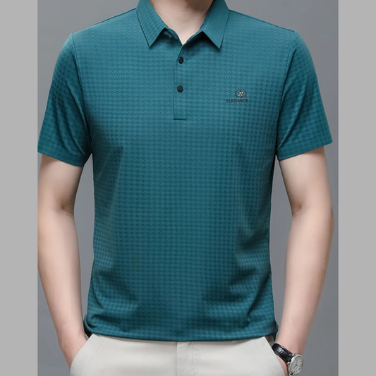 Men's Plus Size Short Sleeve Textured Business Polo Shirt