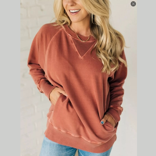 Full Size Crew Neck Raglan Sleeve Sweatshirt Plus Size