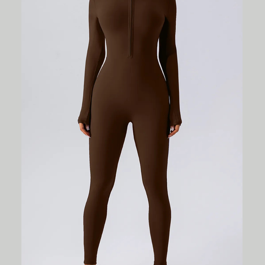 Half Zip Mock Neck Active Jumpsuit