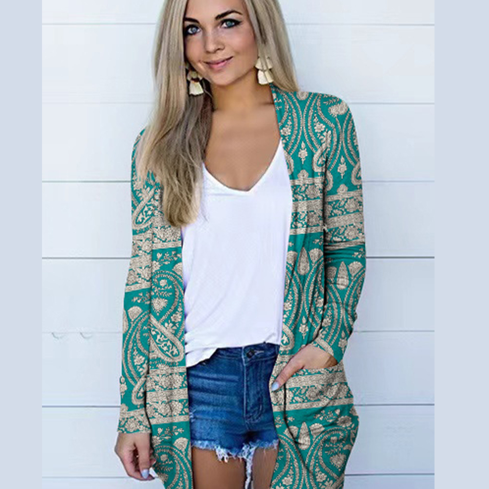 Printed Long Sleeve Cardigan