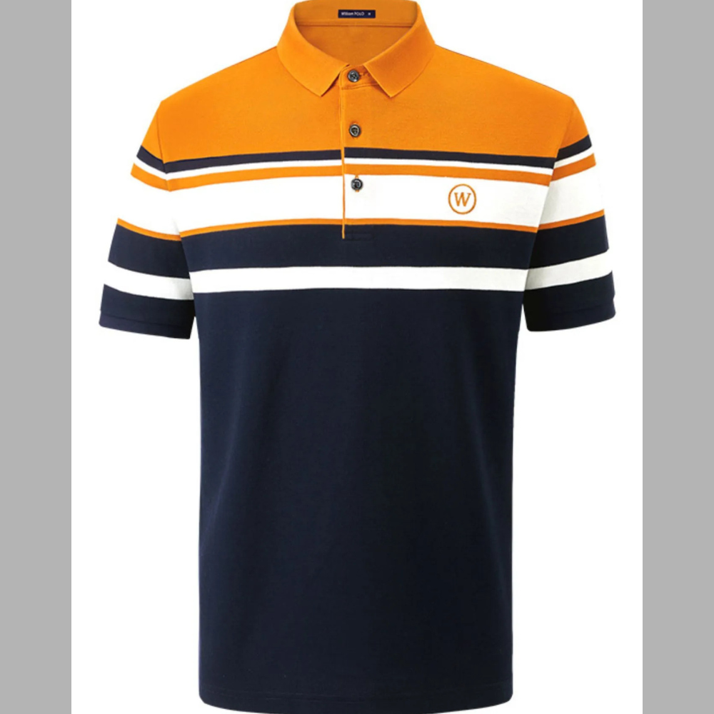 Men's Plus Size Color Block Striped Short Sleeve Polo Shirt