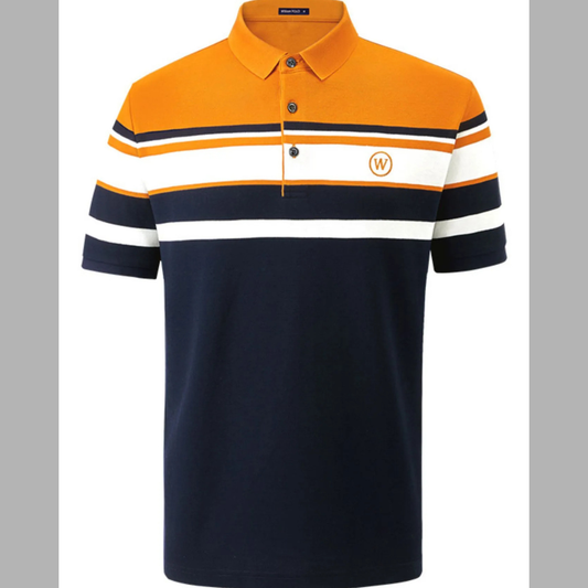 Men's Plus Size Color Block Striped Short Sleeve Polo Shirt