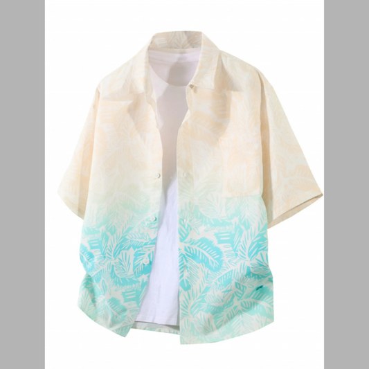 Men's Plus Size Tropical Print Short Sleeve Casual Shirt