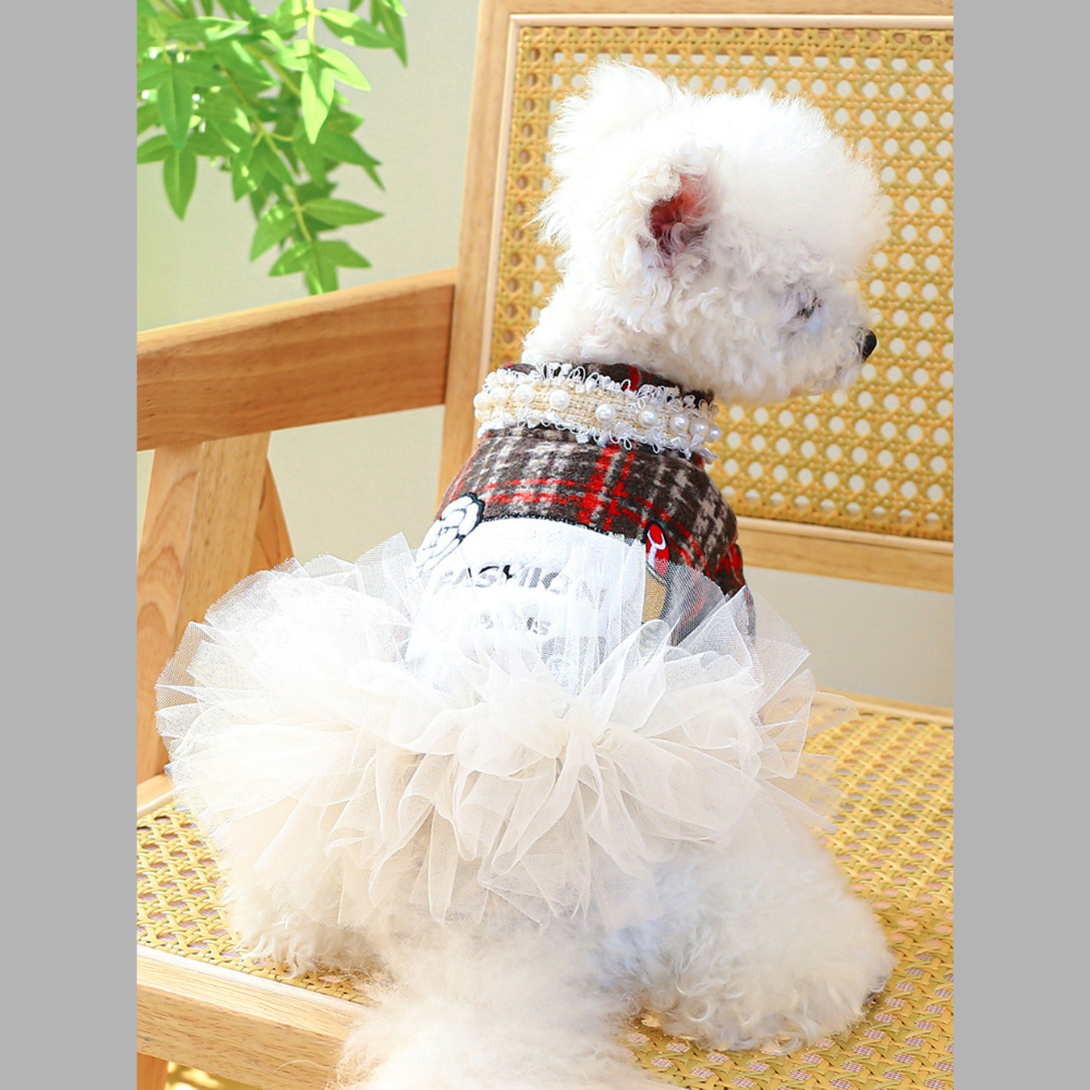Pearl Collar Pet Dress