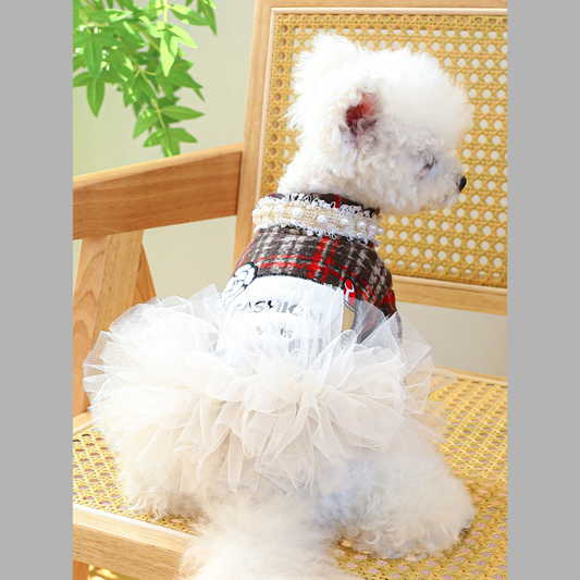 Pearl Collar Pet Dress