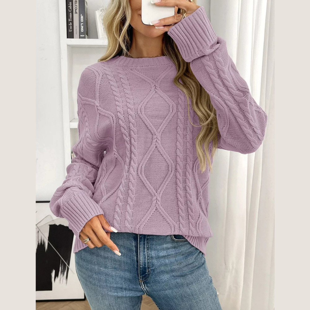Cable Knit Round Neck Sweater