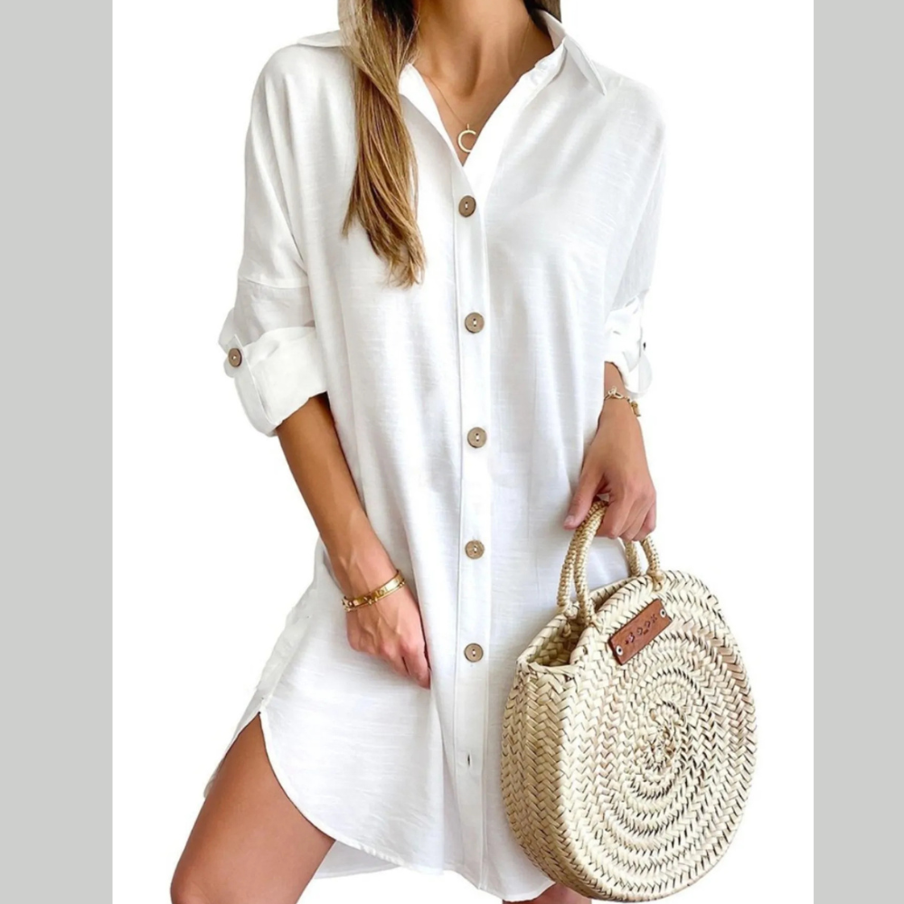 Button Down Long Sleeve Shirt Dress