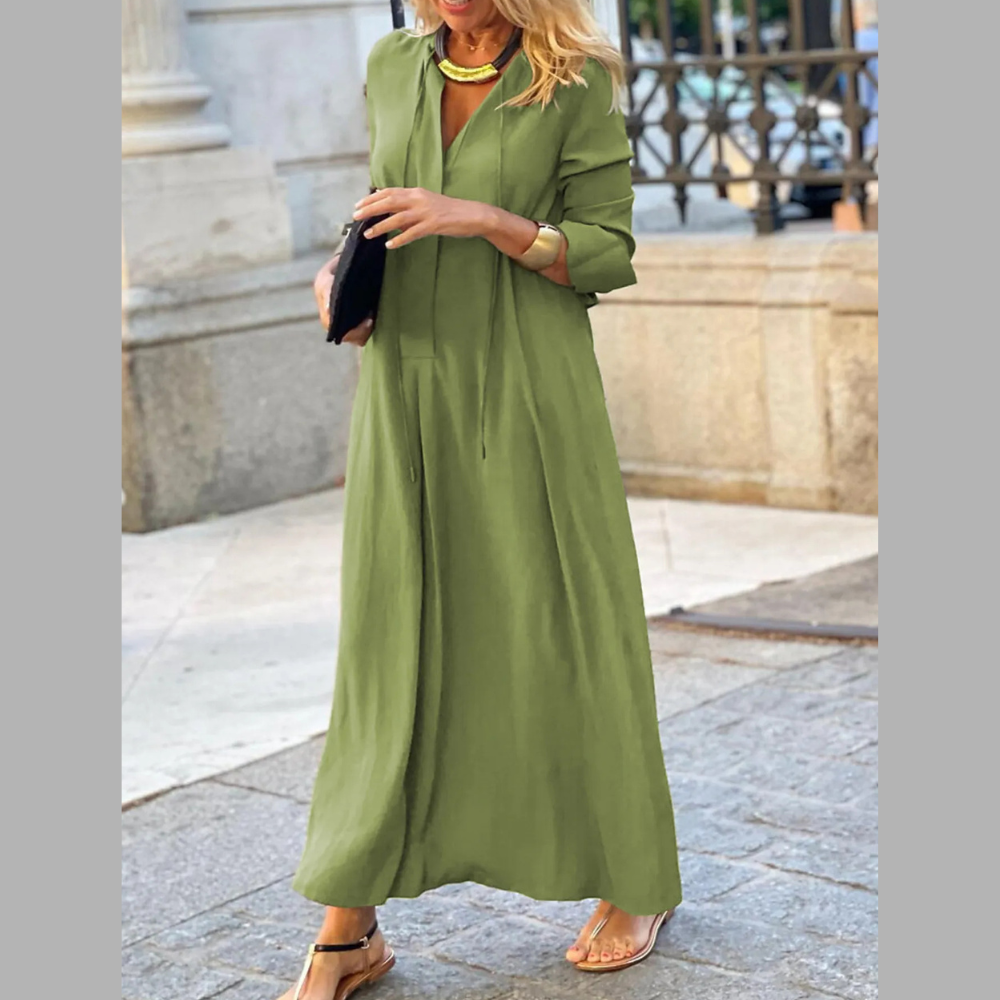 Full Size Solid Color Maxi Shirt Dress Plus Size