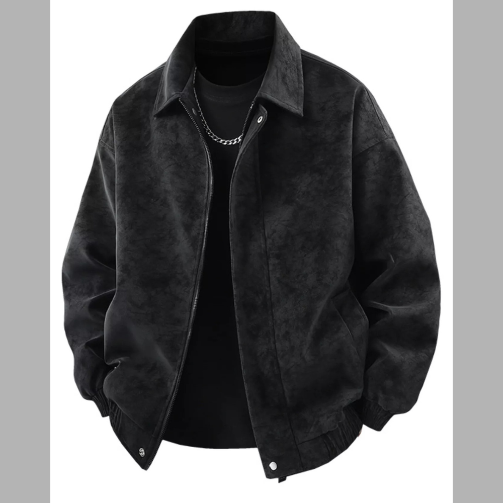 Men's Plus Size Zip Up Leather Jacket