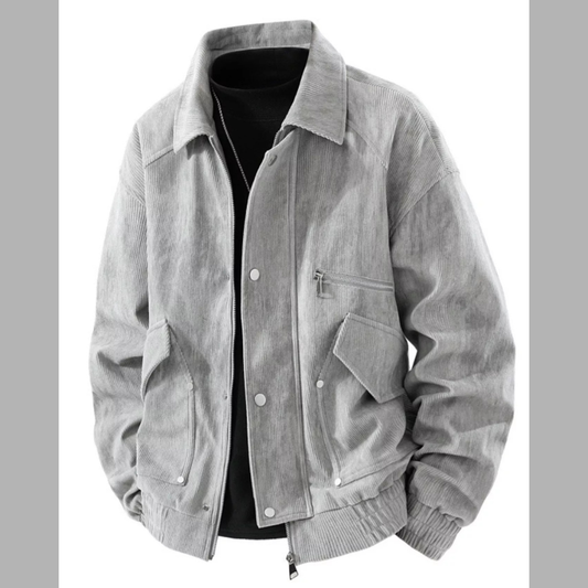Men's Plus Size Casual Corduroy Snap-Down Jacket