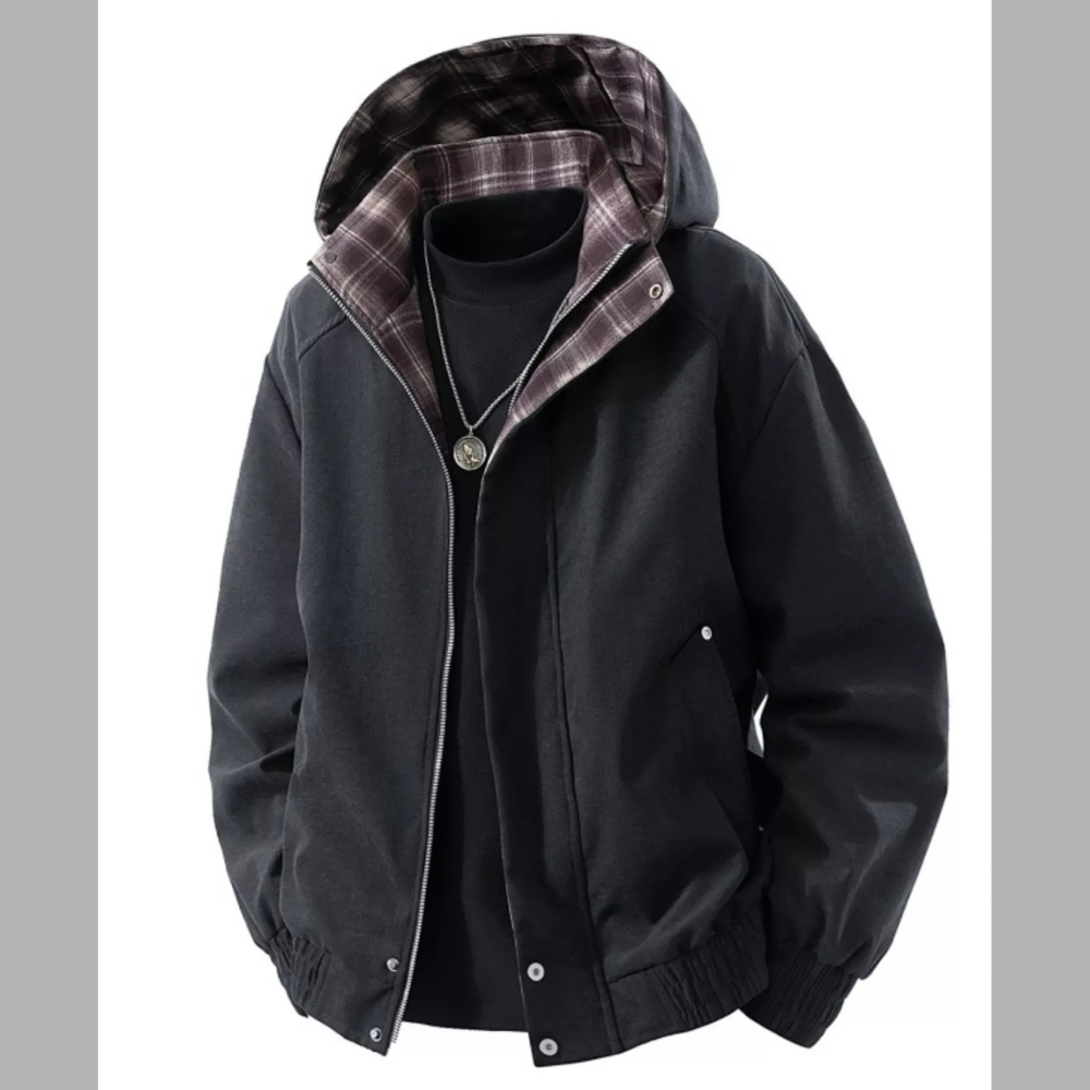 Men's Plus Size Zip Up Hooded Bomber Jacket