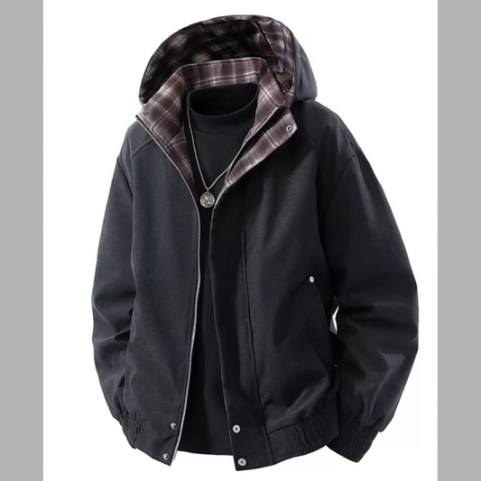Men's Plus Size Zip Up Hooded Bomber Jacket