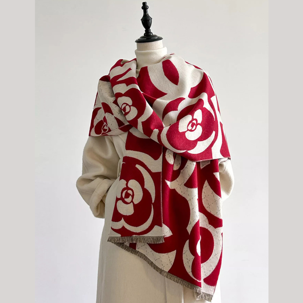 Floral Patterned Warm Scarf