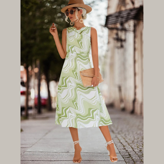 Printed Sleeveless Midi Dress