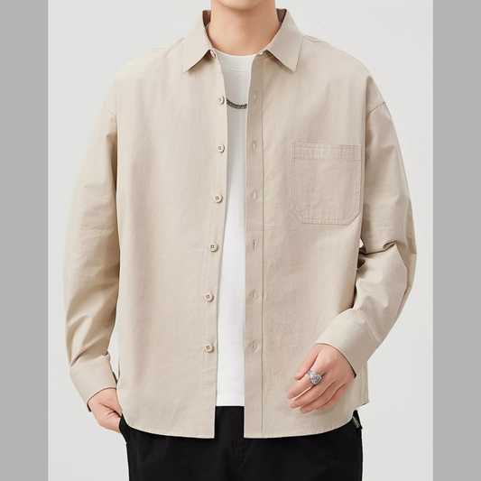 Men's Plus Size Classic Long Sleeve Button-Down Shirt