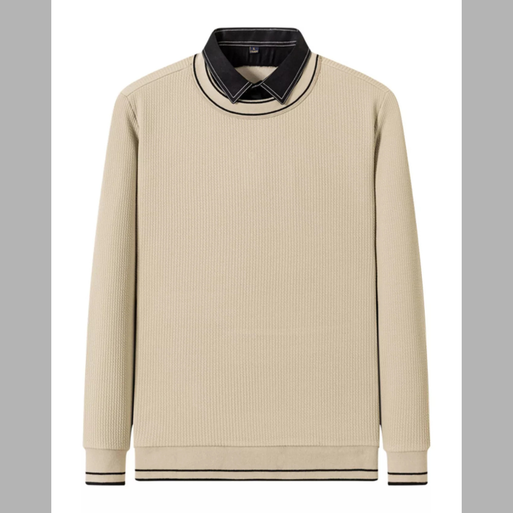 Men's Plus Size Collared Neck Ribbed Sweater