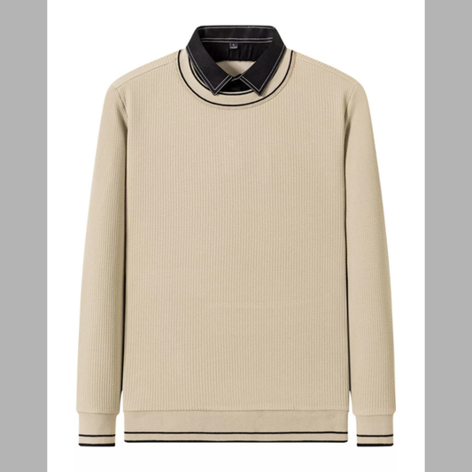 Men's Plus Size Collared Neck Ribbed Sweater