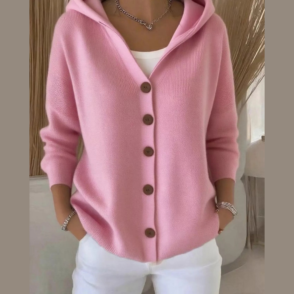 Full Size Hooded Button-Down Knit Cardigan Plus Size