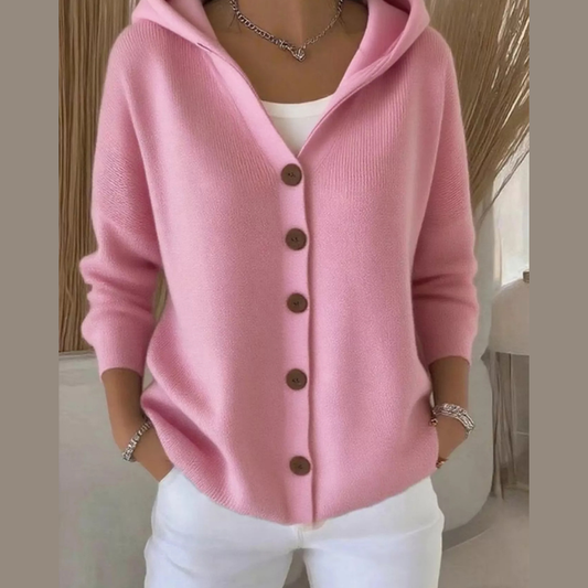 Full Size Hooded Button-Down Knit Cardigan Plus Size