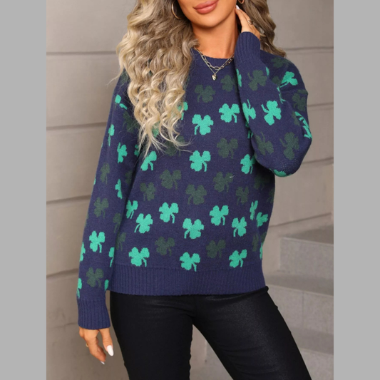 Lucky Clover Crew Neck Sweater