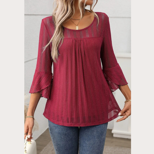 Round Neck Three-Quarter Sleeve Top